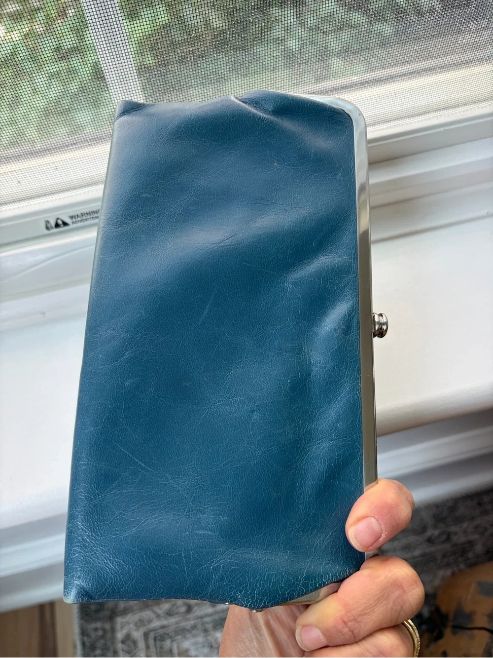 Hobo Lauren Clutch Wallet leather lapis blue navy